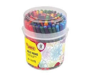 JOVI FELT PENS BOTE CON 120 ROTULADORES - PUNTA DE 2MM - TINTA DE GRAN FIJACION - CAPUCHON DE SEGURIDAD VENTILADO - COLORES SURTIDOS
