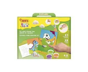 JOVI PLAY & FUN KIT PINTA CON ARENA DINOSAURS CON 8 BOTES DE ARENA + 1 PUNZON + 3 LAMINAS CON DISEñOS DE DINOSAURIOS - COLORES SURTIDOS