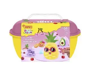 JOVI PLAY & FUN COFRE SWEET CON 24 BARRAS DE PLASTILINA 15GR + MODELADORES + RECORTABLES - SIN GLUTEN - BASE VEGETAL - NO SE SECA - COLORES SURTIDOS