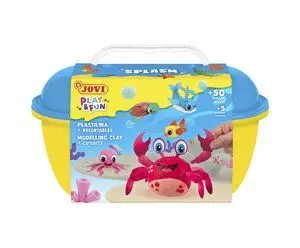 JOVI PLAY & FUN COFRE SPLASH CON 24 BARRAS DE PLASTILINA 15GR + MODELADORES + RECORTABLES - SIN GLUTEN - BASE VEGETAL - NO SE SECA - COLORES SURTIDOS