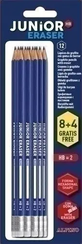 ALPINO JUNIOR BLISTER DE 12 LAPICES DE GRAFITO HB CON GOMA - ESPACIO PARA EL NOMBRE