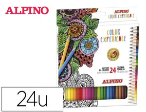 ALPINO COLOR EXPERIENCIE PACK DE 24 LAPICES DE COLORES PREMIUM MINA BLANDA - PINTADO SUAVE Y GRADUABLE - COLORES VIVOS Y BRILLANTES - COLORES SURTIDOS