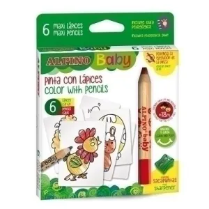 LAPICES DE COLORES ALPINO BABY LA GRANJA ESTUCHE DE 6
