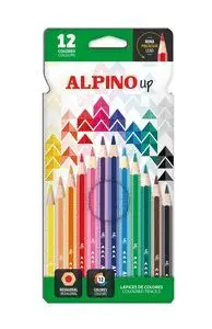 ALPINO UP PACK CON 12 LAPICES DE COLORES HEXAGONALES - MINA PREMIUM - RESISTENTE A LA ROTURA - COLORES SURTIDOS