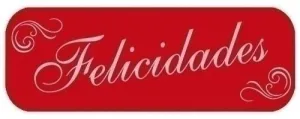 ETIQUETAS REGALO ADH. HOLOGRAFICAS ROLLO  250 UDS. 45X15  FELICIDADES  ROJO