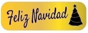 ETIQUETAS REGALO ADH. HOLOGRAFICAS ROLLO  250 UDS. 45X15  FELIZ NAVIDAD  ORO