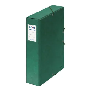 DOHE CAJA PARA PROYECTOS LOMO 7CM - CARTON FORRADO CON PAPEL IMPRESO Y PLASTIFICADO - CIERRE CON GOMAS - COLOR VERDE