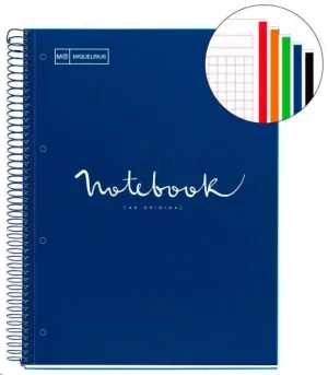 MIQUEL RIUS NOTEBOOK A-4 TAPA EXTRA DURA CUADRO 5X5MM 120H 90GR EMOTION AZUL MARINO 46063