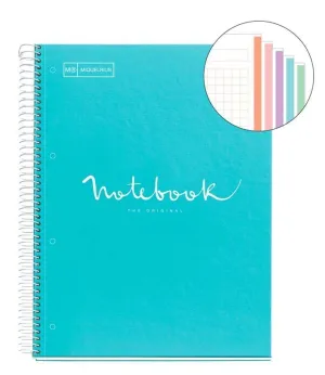 MIQUEL RIUS NOTEBOOK A-4 TAPA EXTRA DURA CUADRO 5X5MM 120H 90GR EMOTION AZUL CIELO 46064