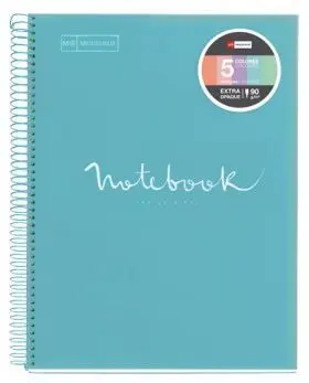 MIQUEL RIUS NOTEBOOK A-4 TAPA PLASTICO CUADRO 5X5MM 120H 90GR EMOTION AZUL CIELO MR46070
