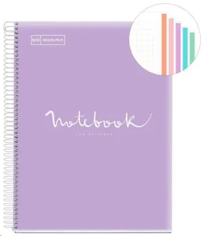 MIQUEL RIUS NOTEBOOK A-4 TAPA PLASTICO CUADRO 5X5MM 120H 90GR EMOTION LAVANDA MR46079