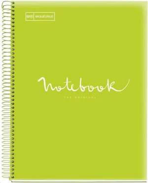 MIQUEL RIUS NOTEBOOK A-4 TAPA PLASTICO CUADRO 5X5MM 120H 90GR EMOTION LIMA MR46080