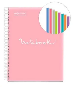 MIQUEL RIUS NOTEBOOK A-4 TAPA PLASTICO CUADRO 5X5MM 160H 90GR EMOTION ROSA FUERTE 46084