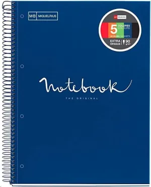 MIQUEL RIUS NOTEBOOK A-5 TAPA PLASTICO 120H 90GR EMOTION AZUL MARINO MR46101