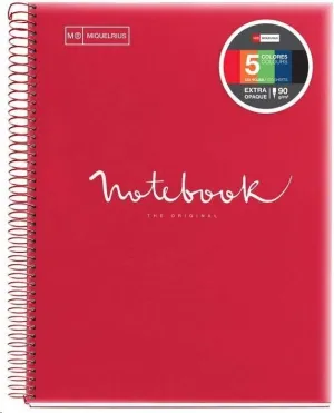 MIQUEL RIUS NOTEBOOK A-5 TAPA PLASTICO 120H 90GR EMOTION ROJO MR46102