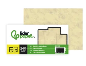 CARTULINA MARMOLEADA LIDERPAPEL DIN A4 200GR CREMA CLARO PAQUETE DE 100 HOJAS