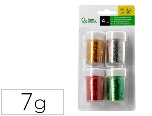 PURPURINA LIDERPAPEL BIODEGRADABLE FANTASIA BOTE DE 7 GR COLORES METALICOS SURTIDOS BLISTER DE 4