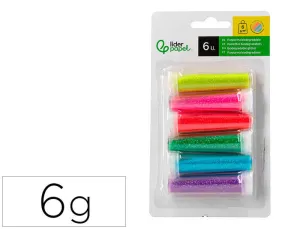 PURPURINA LIDERPAPEL BIODEGRADABLE FANTASIA BOTE DE 6 GR COLORES METALICOS PASTELES SURTIDOS BLISTER DE