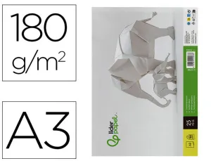 CARTULINA LIDERPAPEL A3 180G/M2 BLANCO PAQUETE DE 25+5 HOJAS EN CARPETA DOSSIER TRANSPARENTE CON CIERRE