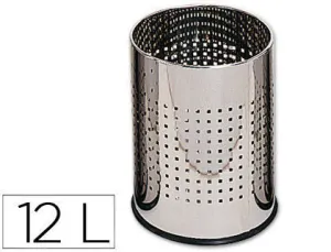 PAPELERA CONNECT METALICA PERFORADA 12 LITROS CROMADA 325X250 MM CS29629