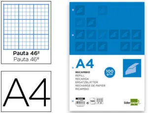 RECAMBIO LIDERPAPEL A4 100 HOJAS 100 G/M2 RAYADO Nº 46 4 TAL