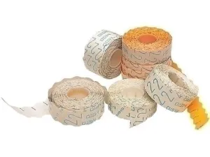 ETIQUETAS DE PRECIOS METO Nº1 ADH.REMOVIBLE 26X16 MM NARANJA FLUOR ROLLO 1.200 UDS.