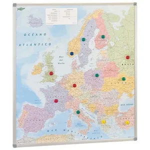 FAIBO MAPA DE EUROPA MAGNETICO.CON MARCO DE ALUMINIO Y CANTONERAS.DIMENSIONES.930 X 1190 MM.REF.163