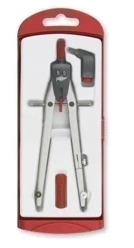 COMPAS FAIBO ESCOLAR MINAS Y ADAPTADOR UNIVERSAL SERIE DISEÑO ROJO