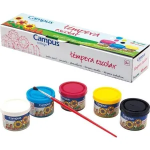 TEMPERA CAMPUS 40ML 5 COLORES PRIMARIOS CYAN MAGENTA AMARILLO BLANCO Y NEGRO 630787