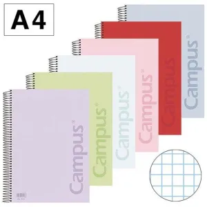 CAMPUS BLOC A4 80/H TAPA PP 90GR CUADRO 4MM COLORES PASTEL 003221 ANT 002834