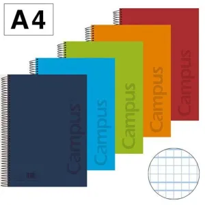 CAMPUS BLOC MUELLE A4 PAUTA VIA 2,5MM 80HOJAS 90GR TAPA PP POLIPROPILENO MELA 2,5MM COLORES 003222