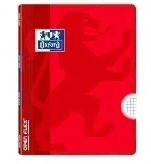 OXFORD SCHOOL CLASSIC OPENFLEX A4 - TAPA DE PLASTICO RESISTENTE - LIBRETA GRAPADA 4X4 CON MARGEN - 48 HOJAS DE ALTA CALIDAD - COLOR ROJO