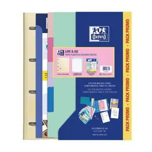 OXFORD EUROPEANBINDER LIVE & GO CARPETA TAMAñO A4+ CON RECAMBIO + SEPARADORES - TAPA DE PLASTICO POLYFOAM - COLORES PASTEL ALEATORIOS