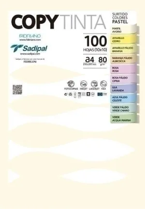 PAPEL DE COLOR A4 COPY TINTA 80G 100H SURTIDO PASTEL