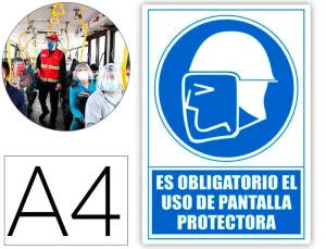 PICTOGRAMA ARCHIVO 2000 OBLIGATORIO USO DE PANTALLA PROTECTORA PVC AZUL LUMINISCENTE 210X297 MM