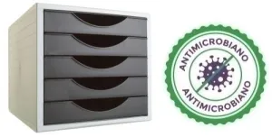 MODULO 5 CAJONES ARCHIVO 2000 ANTIMICROBIANO SANITIZED NEGRO