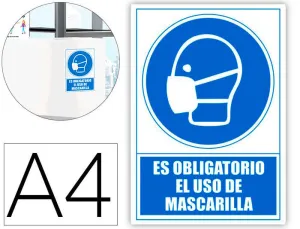 PICTOGRAMA ARCHIVO 2000 OBLIGATORIO EL USO DE MASCARILLA PVC COLOR AZUL 210X297 MM