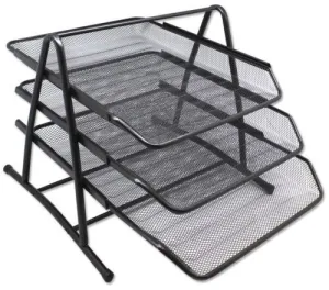 BANDEJA SOBREMESA METALICA MALLA NEGRA SET DE 3