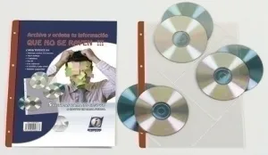 FUNDA CD/DVD IBERPLAS PVC A4 CON 4 TALAD. C/REFZO. 6 DPTO. (150µ) PAQUETE DE 5