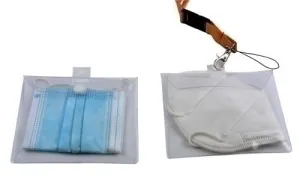 FUNDA PORTA MASCARILLA IBERPLAS CON VELCRO, LANYARD Y MOSQUETON METALICO EXPOSITOR DE 25