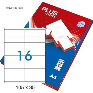 ETIQUETAS PLUS A4 105X37 10 HOJAS 160 ETIQUETAS 035855