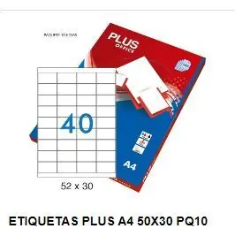 ETIQUETAS PLUS A4 52X30MM 10 HOJAS 400ETIQUETAS  035856