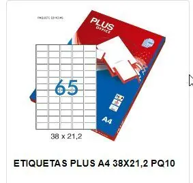 ETIQUETA PLUS A4 38X21,2MM 10HOJAS 650ETIQUETAS 035863