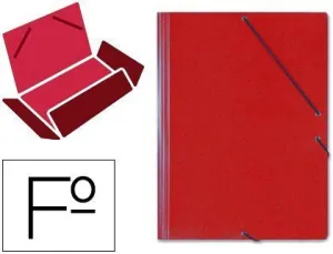 CARPETA GOMAS SOLAPAS CARTON SARO TAMAÑO FOLIO ROJO.