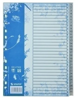 INDICE SPAPER OFFICE PP NUMERICO A4 PESTAÑAS 1-31 11 TALADROS