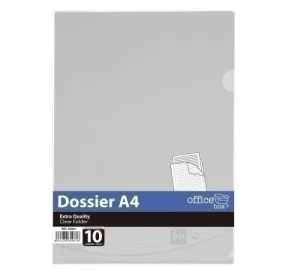 DOSIER UÑERO EXTRA OFFICE BOX A4 CRISTAL PAQUETE DE 10