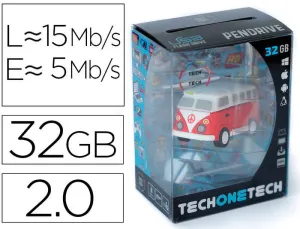 TECHONETECH HIPPIE VAN BANG CAMPER MEMORIA USB 2.0 32GB (PENDRIVE)