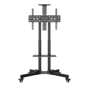 UNYKACH SOPORTE DE SUELO CON RUEDAS PARA PANTALLAS 32-75 - BLOQUEO DE RUEDAS - DOS BANDEJAS - PESO MAX 45KG - VESA 600X400MM - COLOR NEGRO