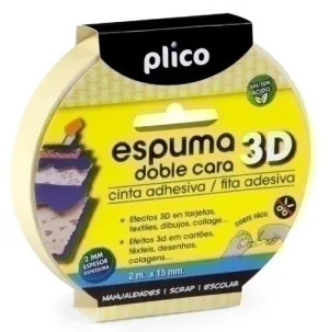 CINTA ADHESIVA DOBLE CARA PLICO ROLLO 2X15 ESPUMA EFECTO 3D