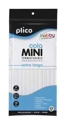 COLA TERMOFUSIBLE EN BARRA PLICO MINI TRANSLUCIDA EXTRA LARGA BLISTER DE 25